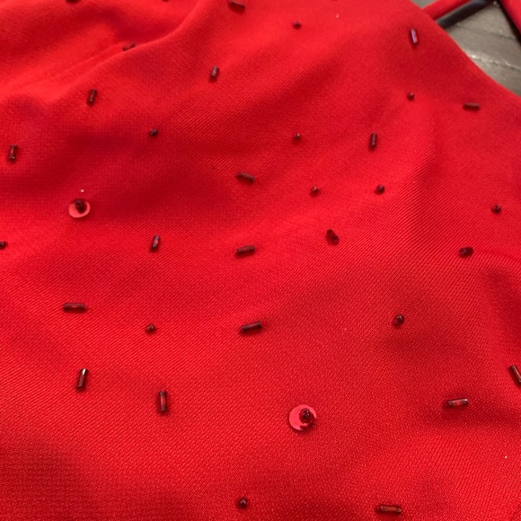 NWT Red Cropped Beaded Blouse - Picture 7 of 7